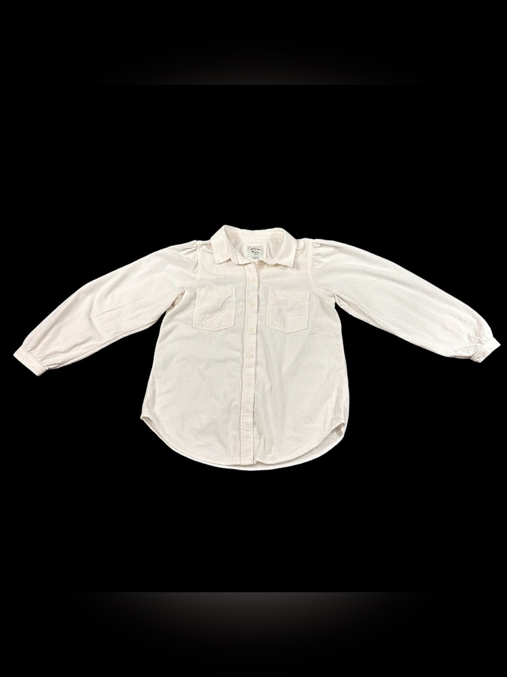 American Eagle Womens Medium White Corduroy Button Down Shirt Oversized Pocket